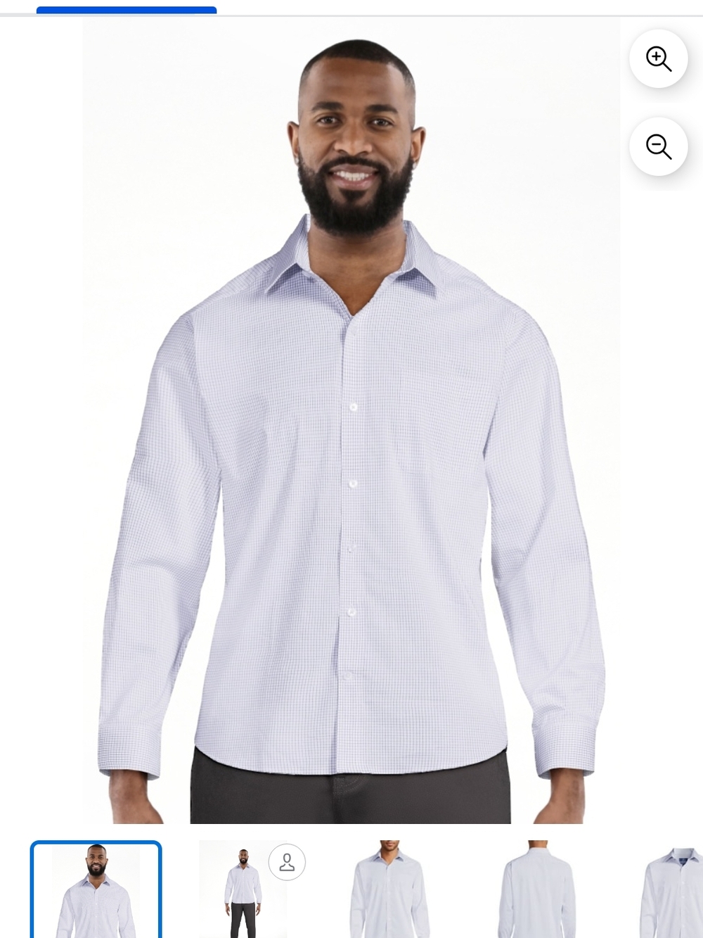 Men's Light Blue Micro-Check Dress Shirt Size XXL